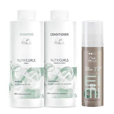 Imagem de Kit Shampoo Condicionador 1 Litro E Ativador De Cachos 150Ml Nutricurls Wella Professionals