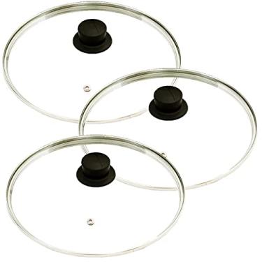 Imagem de Jogo Tampas Vidro Avulsas Para Panelas 2x 24 E 1x 28 Cm