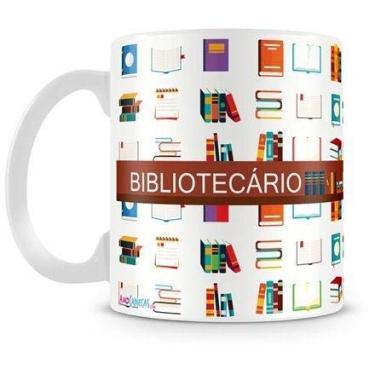 Imagem de Caneca de Cerâmica Amo Canecas, Profissão Bibliotecário, 325ml, Resistente, Uso em Micro-ondas e Lava-louças