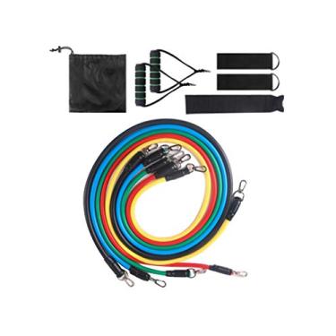 Imagem de Bestgift Conjunto de 11 peças de faixas de resistência para exercícios em casa, fisioterapia, treinamento, ioga, imagem colorida, tamanho único