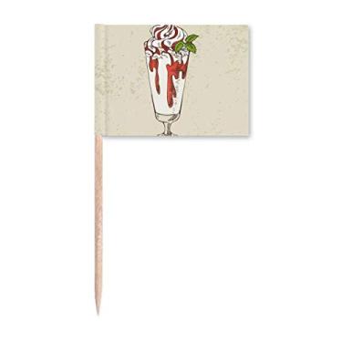 Imagem de Bandeiras de palito de sorvete, vermelho, branco, com folhas de copo, enfeite de festa