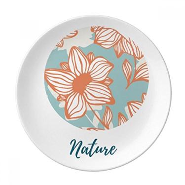 Imagem de Prato de tinta de plantas de flor azul laranja decorativo de porcelana salver louças de jantar