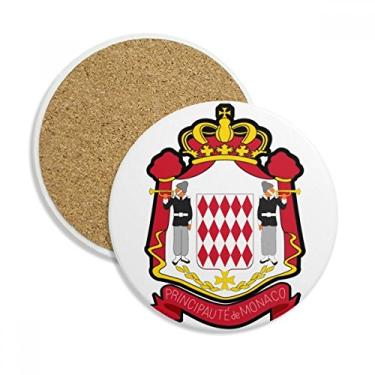 Imagem de Caneca porta-copos com emblema Nacional Principality of Monaco com pedra absorvente de proteção de mesa