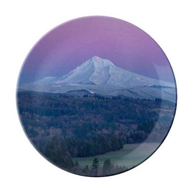 Imagem de White Mountain Prato decorativo de porcelana salver Prato de jantar roxo azul