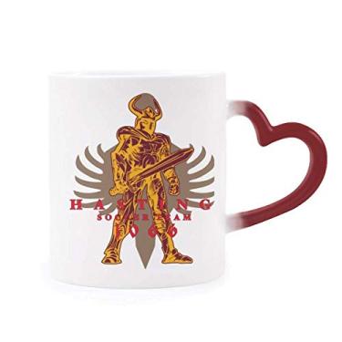 Imagem de Caneca de grés vermelha que muda de cor vermelha com tema de guerreiro Saber da Middle Age Culture