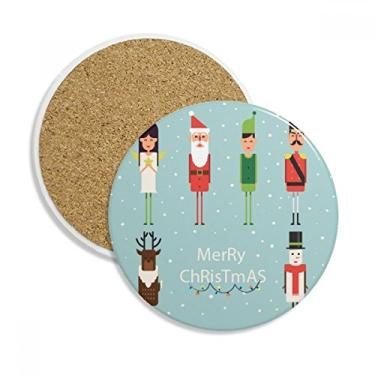 Imagem de Caneca de porta-copos com ilustração de homem abstrato Merry Christmas Caneca de proteção de mesa Pedra absorvente