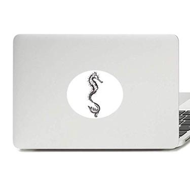 Imagem de Hipocampo Marine Life Emblema de vinil com ilustração preta decalque para laptop