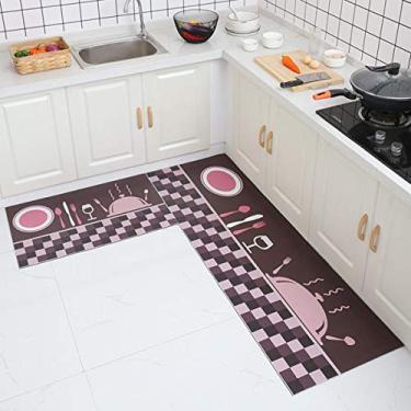 Imagem de Jun Jiale Tapete de cozinha de qualidade premium, tapete antiderrapante de borracha durável, tapete lavável (61 x 89 cm + 61 x 149 cm) Love Life