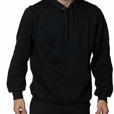 Imagem de Blusa Moletom Feminino Masculino Liso Frio Canguru Com Capuz Bolsos Casaco Agasalho Confortável-Unissex