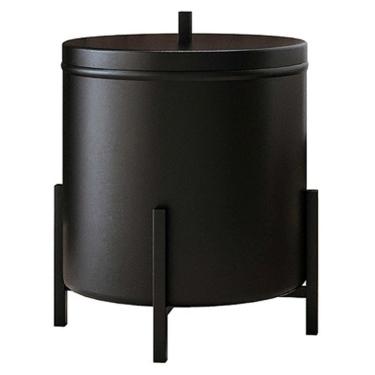 Imagem de Lixeira 6 L Lovell Aluminio Banheiro Cozinha Lavabo Preto Dhom Preto