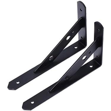 Imagem de Suporte Triangular Preto 2 Peças - Suportes De Prateleira De Metal 30cm - Canto De Suporte De Parede, Suporte De Carga 100kg, Para Estantes De Livros, Estantes De Flores, Suportes De Prateleira Mo