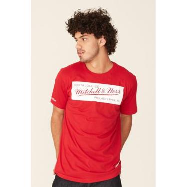 Imagem de Camiseta Mitchell & Ness Estampada Brand Vermelha