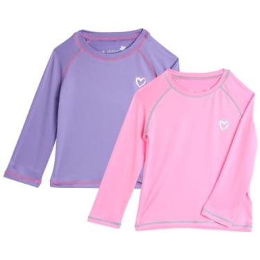 Imagem de Pink Platinum Camiseta Rash Guard para meninas - pacote com 2 camisetas FPS 50+ manga longa secagem rápida (tamanho: 4-16), Lavanda/algodão doce, 5-6