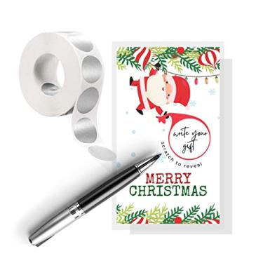 Imagem de Lashicorn Cartões de cliente com cupons de Natal para férias de Natal DIY | Pacote com 30 | 5 x 8,9 cm Write in Your Own Discount Adesivos redondos de prata para pequenos negócios incluídos Guirlanda