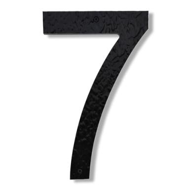 Imagem de TripDock Números de casa de 30,5 cm de altura para uso externo - Antidesbotamento e resistente ao clima - Números de endereço residencial de acrílico preto - Montagem embutida ou flutuante/Número 7