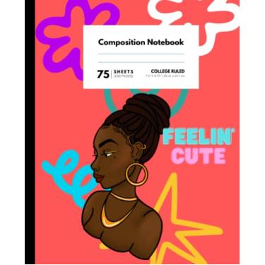 Imagem de Feelin Caderno pautado universitário de composição fofa: Caderno pautado de papel pautado para faculdade | Para mulheres, adolescentes e meninas de volta às aulas | 19 x 23 cm, 150 páginas