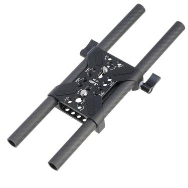 Imagem de Fotga Placa de base de câmera de trilho de 15 mm com hastes de fibra de carbono de 30.5 cm para câmera/gaiola/equipamento de tripé, parafusos e furos de 1/10.2 cm-20 3/20.3 cm-16 para multiuso