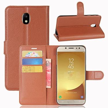 Imagem de Capa carteira para Samsung Galaxy J7 Pro, capa carteira flip de couro PU premium com compartimento para cartão, suporte e fecho magnético [capa interna de TPU à prova de choque] compatível com Samsung