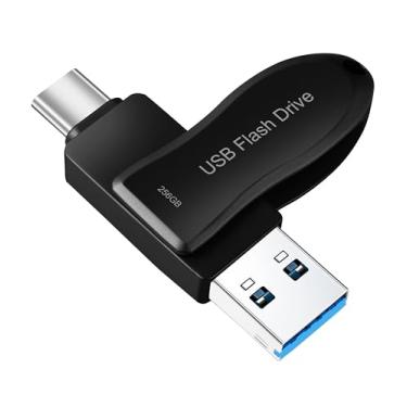 Imagem de Pen drive USB C de 256 GB para celular, pen drive, cartão de memória Android, armazenamento de fotos, compatível com DEZOBYTE Pro, Android, USB C e computador, preto-HL 256 GB