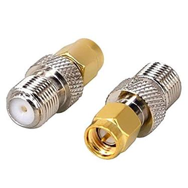 Imagem de Conector de cabo coaxial BOOBRIE SMA para F Adaptador coaxial SMA Conector SMA macho para F fêmea Adaptador para dispositivos de antena sem fio LAN/LMR / Cabo coaxial/Rádio WiFi Antena externa Pacote com 2