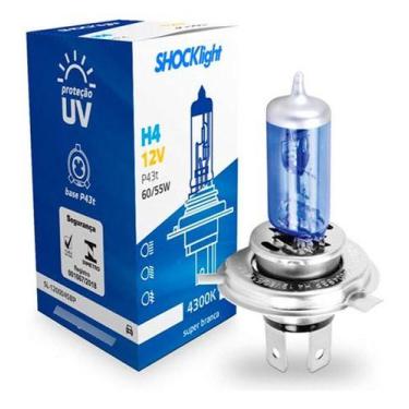 Imagem de Lampada halogena super branca h4 12v 55/60w shocklight sl-120004sbp