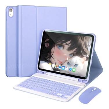 Imagem de Capa Tablet Com Magnética e Removível Teclado e Mouse Bluetooth， Capa Para Para iPad Pro 2022/2021 12,9 Pol (Roxo)