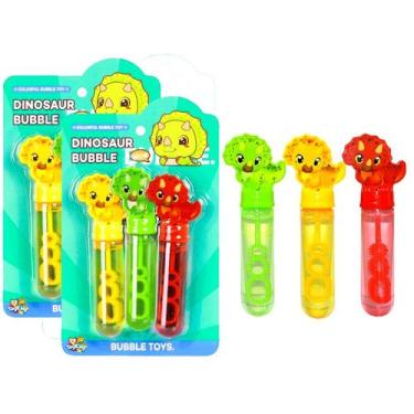 Imagem de 6 Tubos de Bolhas de Sabão Coloridas Dinossauro Brinquedo - Toy King