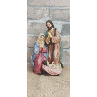 Imagem de Sagrada Familia de Resina Decoração Natal 20cm - Zona Livre