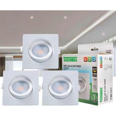 Imagem de 3 Spot Led Embutir Quadrado 7w Bivolt Direcionável Taschibra, Frio 650
