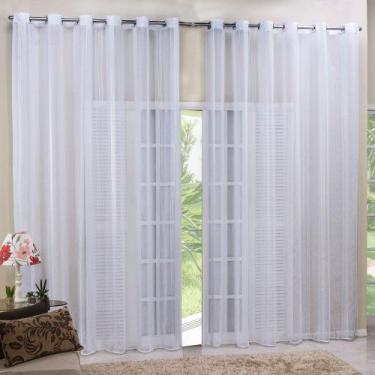 Imagem de Cortina Linho Bordado Sala Quarto 5,00m x 2,75m  Ilhós Cromado - Paulo