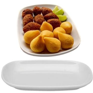 Imagem de Travessa De Melamina Branca Retangular Bandeja Servir Porção - Uny Hom