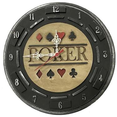 Imagem de Relógio de Parede - Ficha de Poker - Fabricado no Brasil - Cód. Poker1