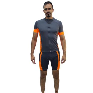 Imagem de Bermuda Com Forro para Ciclista -  masculino - D.A Modas, Cinza, Laran
