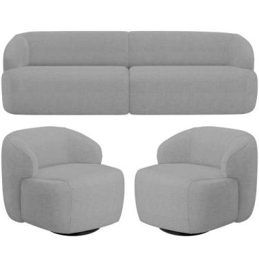 Imagem de Sofá 4 Lugares Curvo Orgânico com 02 Poltronas Para Sala Living 280cm 