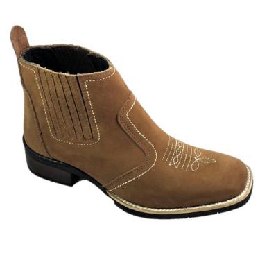 Imagem de Bota Texana Country Cowboy Botina Couro Bico Quadrado Vaquejada Rodeio