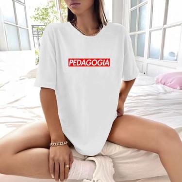 Imagem de Camisa Camiseta Feminina Estampada Suprem Pedagogia 100% Algodão Fio 3