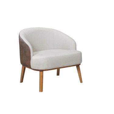 Imagem de Poltrona Decorativa Adele Ps Madeira Macia Lateral Couro - Bella Decor