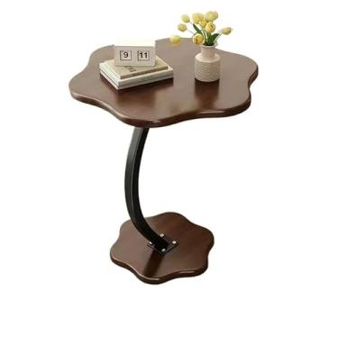 Imagem de Mesa de canto em forma de C, mesa de canto moderna na sala de estar, mesa lateral pequena para sofá, mesa de canto para decoração de casa que economiza espaço para sala de estar (104 - nogueira)