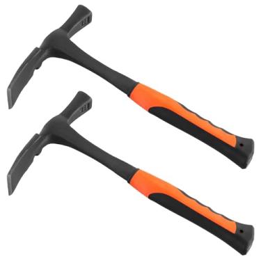 Imagem de FUNSUEI Martelo de tijolo de alvenaria de 13,8 polegadas, martelo de tijolo forjado de aço, martelo de pedra de cabeça chata com aderência de redução de choque, martelo geólogo de 1,020 g para