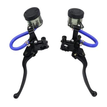 Imagem de ZSDTRP Alavanca de embreagem de freio 7/20.3 cm 22 mm mestre hidráulico grande capacidade reservatório tanque bomba dupla com interruptor de aviso suporte de espelho para scooter motocicleta Mped ATV