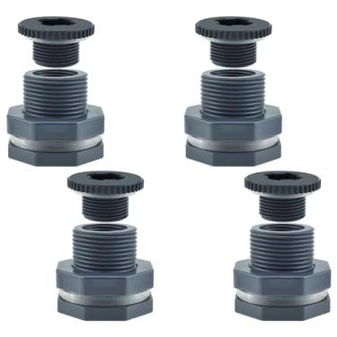 Imagem de SDTC Tech Acessórios de anteparo de PVC 3/4, conectores de tubo de plástico, adaptadores de mangueira de balde para baldes, tanques, barris de chuva, conexões roscadas retas (4 peças)