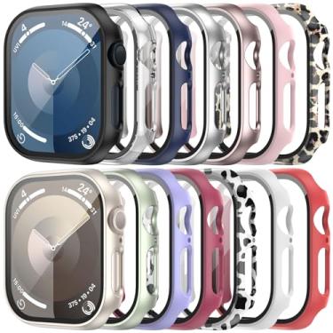 Imagem de anotch Pacote com 14 capas com protetor de tela de vidro temperado para Apple Watch Series 10 de 46 mm, cobertura total, capa protetora rígida HD, proteção ultrafina para iWatch 10, acessórios de 46