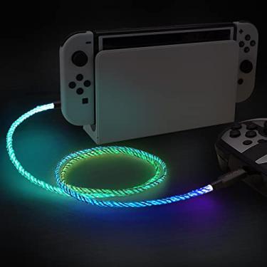 Imagem de PlayVital USB-C LED Charging Cable for Nintendo Switch/OLED/Lite/Switch 2 Pro, 4.92FT Universal RGB Light Up Charger Cord for ps5/ps5 Edge Controller, for Xbox Series X/S, Elite Series 2 Controller