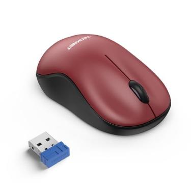 Imagem de TECKNET Mouse sem fio para laptop, mouse silencioso de 2,4 G, clique silencioso, mouse portátil pequeno, 5 níveis de DPI, mouse sem fio para PC, Chromebook, Mac - vermelho