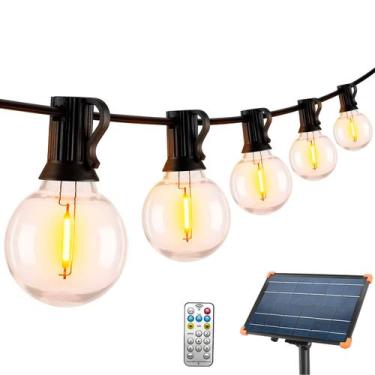 Imagem de Varal de Luzes Gambiarra Solar Cordão Externo 5m 8 Lâmpadas LED Filame