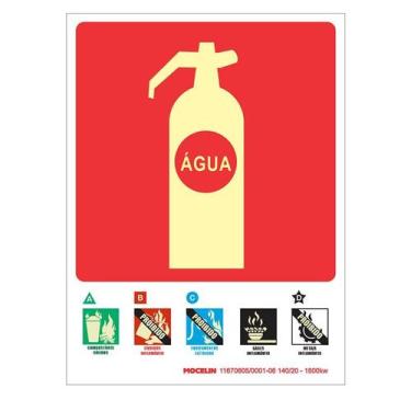Imagem de Placa De Sinalização Fotoluminescente Extintor de Água - Mocelin