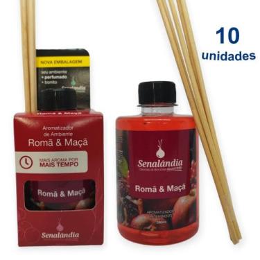 Imagem de Kit 10 Aromatizador Ambiente Romã e Maçã 280ml Difusor Vareta Senalând
