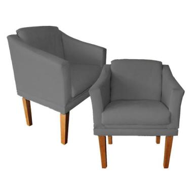 Imagem de Kit 2 Cadeiras Estofadas Gran Fael Para Recepção Empresa - Suede - Sv 