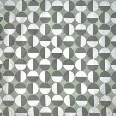 Imagem de Papel de parede autoadesivo padrão geométrico verde musgo e prata 45x5