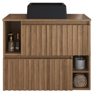 Imagem de Gabinete Suspenso 2 Portas Com Cuba Preta 75 cm BL1000 Mell FAEM - Mil